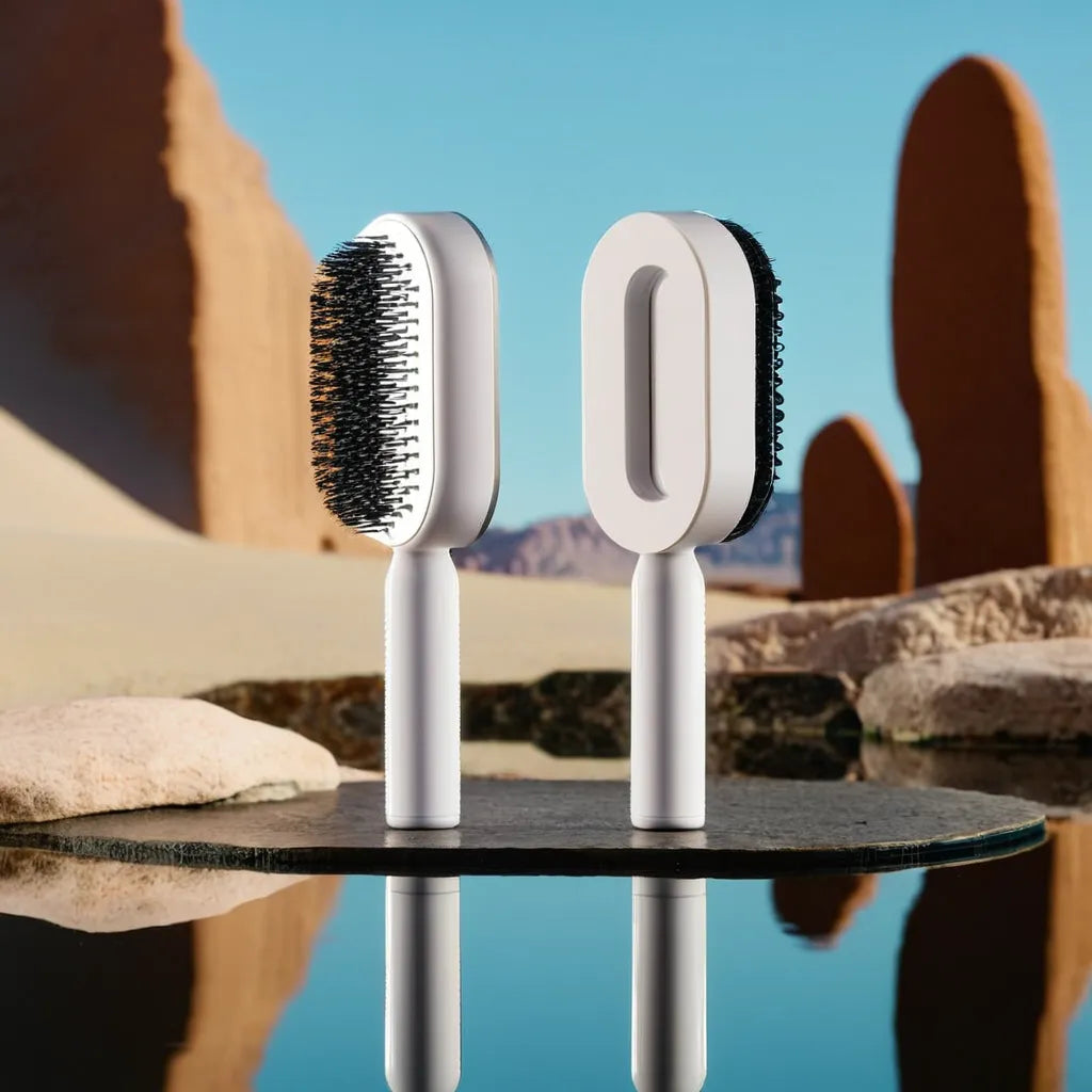 Zelfreinigende haarborstel